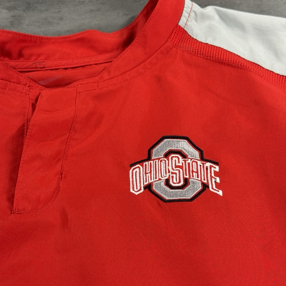 Ohio State Buckeyes Shirt Jacket Men L Red Blade Collar Coach ShortSleeve WarmUp - Picture 8 of 11